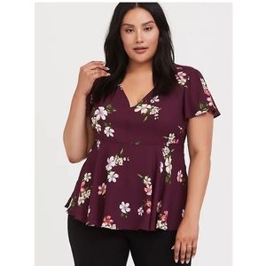 Torrid Georgette Flutter Sleeve Babydoll Blouse